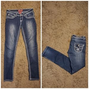 Red rivet jeans